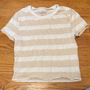 Abercrombie & Fitch Cream and White Striped Crew Tee